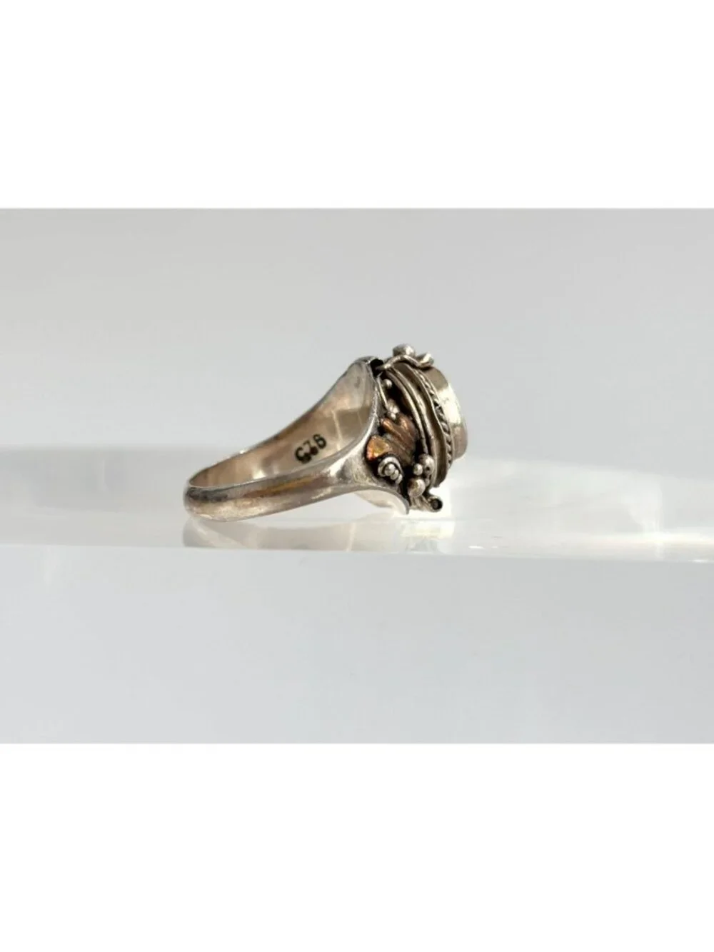 Poison Box Art Deco Style Hinged Garnet Sterling Silver 925 Vintage Ring sz 5.25